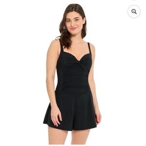 Captiva Women's Ruched Twist Front Swim Romper One Piece Swimwear